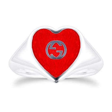 gucci ring silver heart|gucci heart ring size 7.